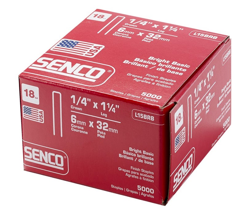 SENCO L15BRB 18-Gauge, 1/4-Inch Crown, 1-1/4-Inch Bright Basic Heavy Duty Staples, Narrow Crown Staples 5,000 per Box - Image 2